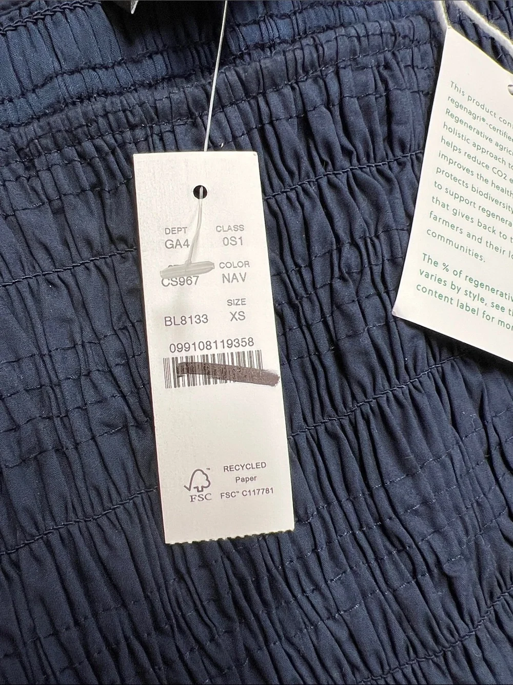 J. Crew Lina smocked midi dress in Navy Blue Size XS NWT